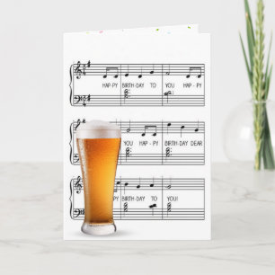 Carte Anniversaire Verre De Bière Sur Musique
