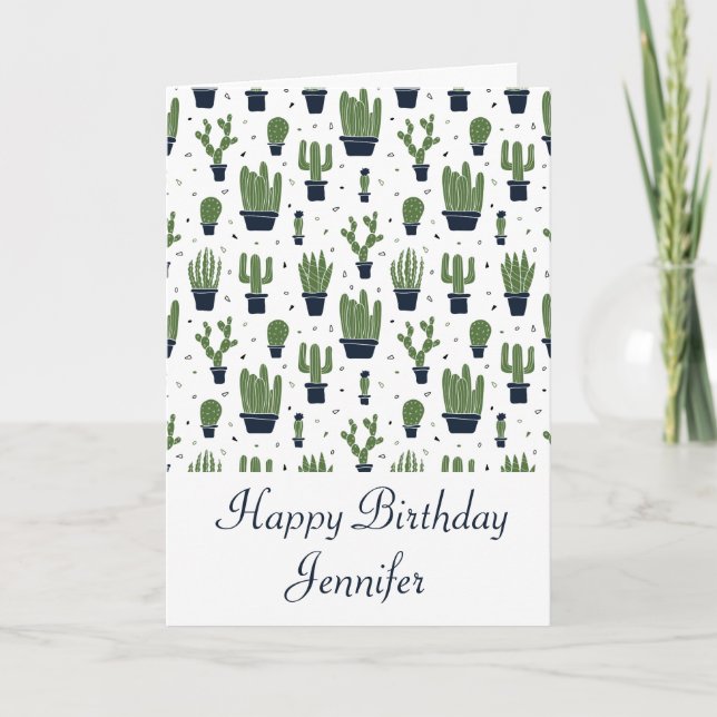 Carte Anniversaire vert rustique de motif de désert de (Devant)