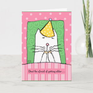Carte Anniversaire, vieillissant, chat, joyeux