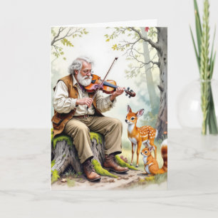 Carte Anniversaire Vieux homme Jouer un Fiddle
