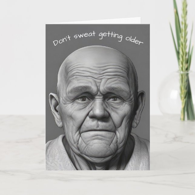 Carte Anniversaire Vieux Visage (Devant)