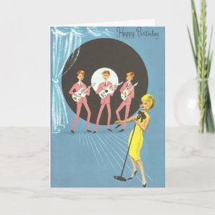 Carte Anniversaire vintage - Chanter Souhaits Anniversai