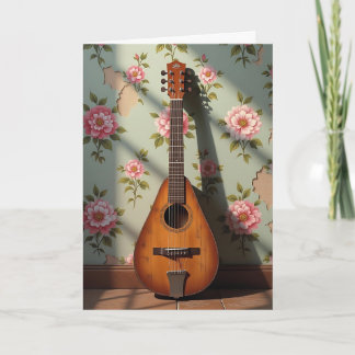 Carte Anniversaire Vintage de Dulcimer à six cordes