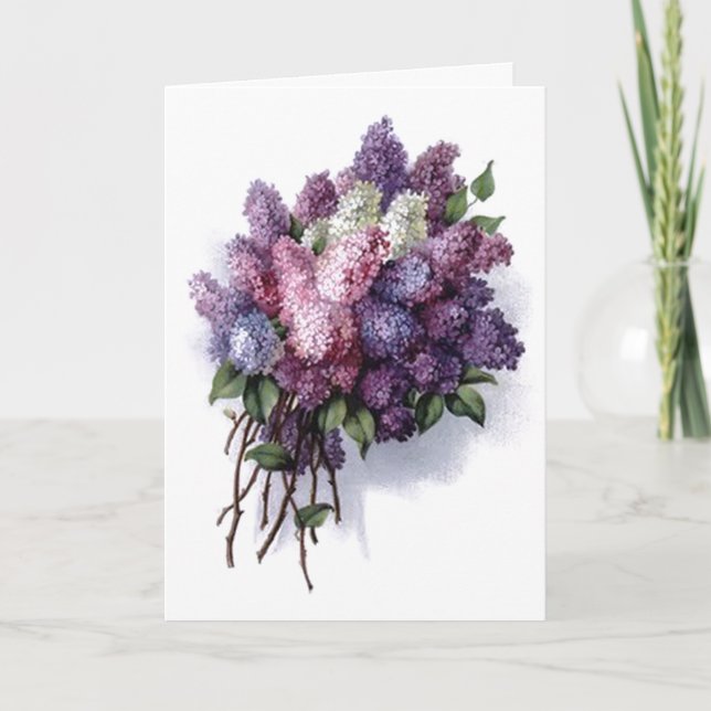 Carte Anniversaire vintage de lilas (Devant)