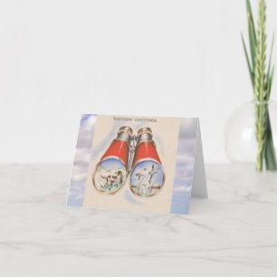Carte Anniversaire vintage   Jumelles de chiens chasseur