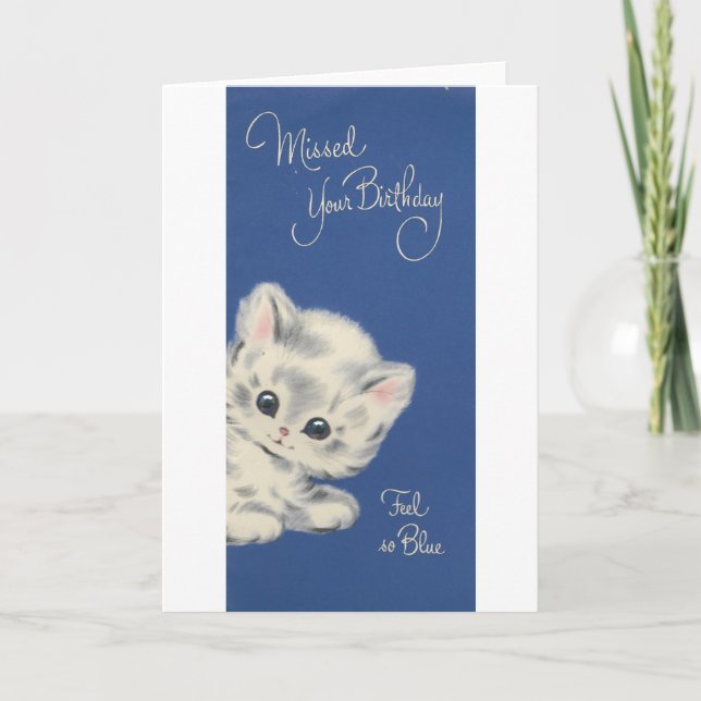 Carte Anniversaire vintage Kitten Belt (Devant)