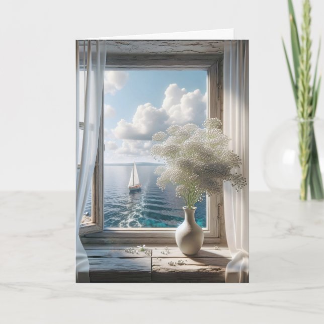 Carte Anniversaire Voilier Vue Dans La Fenêtre (Devant)