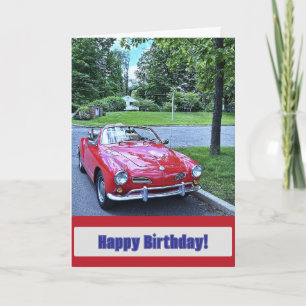 Carte Anniversaire Voiture Rouge Vintage