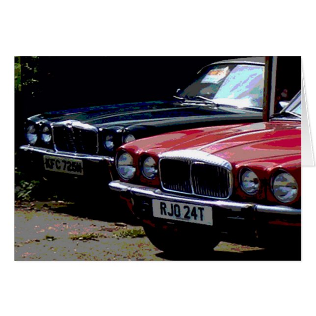 Carte anniversaire voitures Jaguar (Devant horizontal)