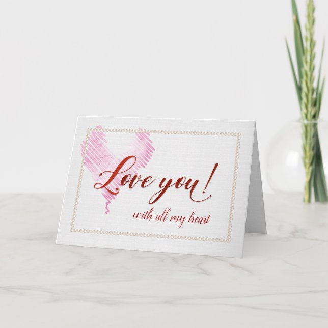 Carte anniversaire vous aimez avec le coeur rose (Devant)