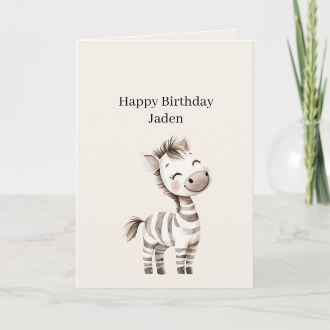 Carte Anniversaire Zèbre Safari (Devant)