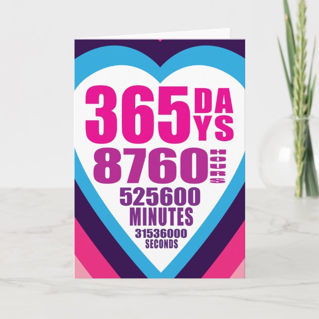 Carte Anniversary Card - 365 Days - 1 Love (Devant)