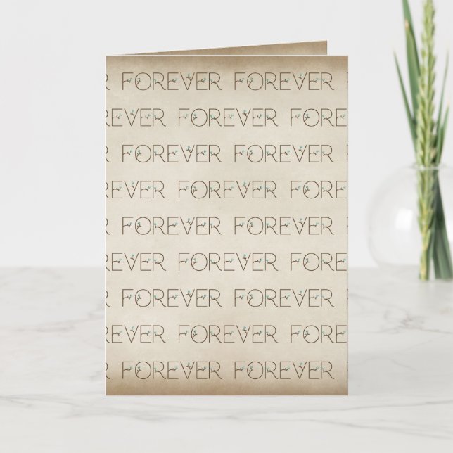 Carte anniversary forever floral font texturon brown (Devant)