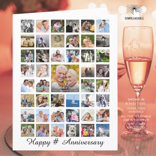 Carte Anniversary Photo Collage 47 Pictures Personalized (Créateur téléchargé)