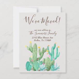 Carte Annonce de déménagement Cactus Succulente Aquarell