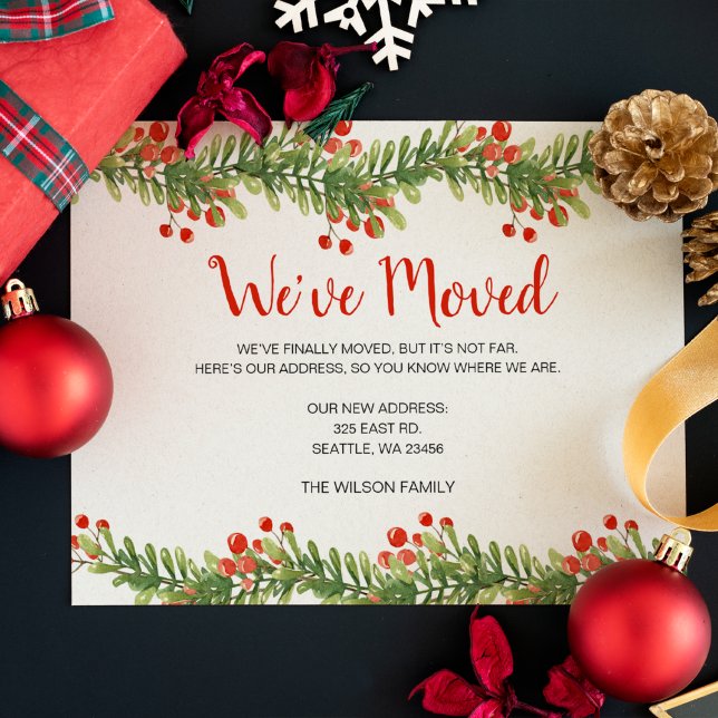 Carte Annonce de déménagement de Boughs of Holly pour le (Créateur téléchargé)