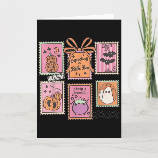 Carte Annonce de grossesse drôle d'Halloween Bébé Fantôm (Devant)