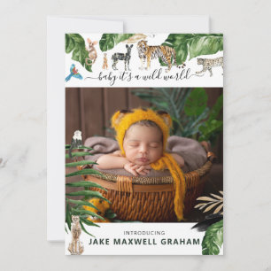 Carte Annonce de naissance recto-verso Jungle tropical