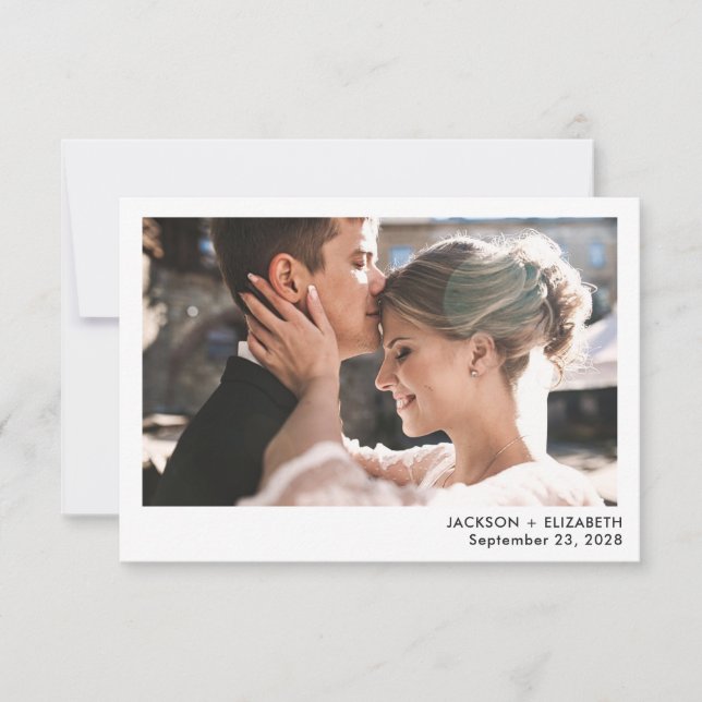 Carte Annonce de photo de mariage moderne et en fuite ju (Devant)