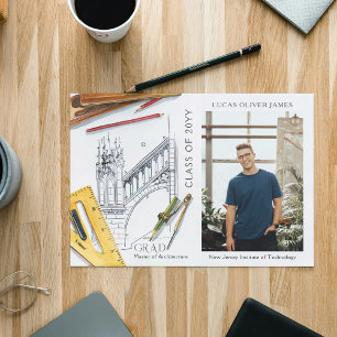 Carte Annonce de photo de remise de diplômes d'architect