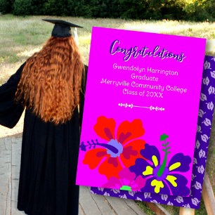 Carte Annonce de remise de diplôme Art de l'hibiscus Ros