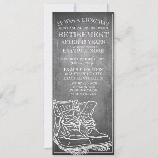 Carte Annonce de retraite avec de vieilles bottes V3.0 (Devant)