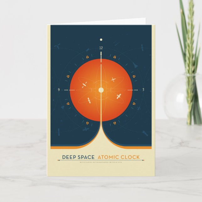 Carte Annonce Sci-Fi, Horloge Atomique Orange, Espace Pr (Devant)