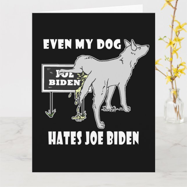 Carte Anti Joe Biden Mon Chien déteste Biden Humour poli (Fleur jaune)