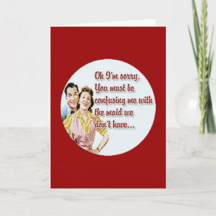 Carte anti-Saint-Valentin Retro femme au foyer