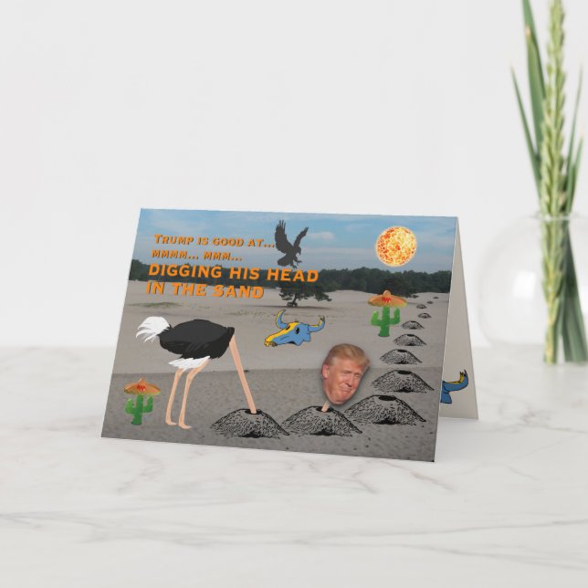 Carte Anti-Trump / Creuser la tête dans le sable, (Devant)
