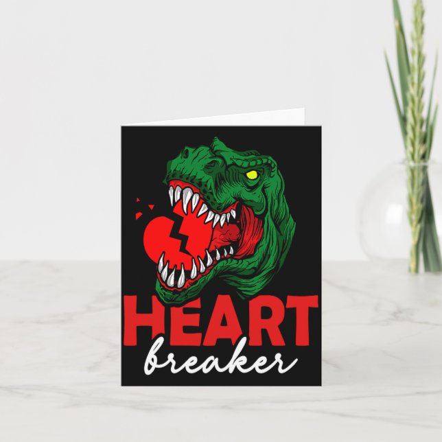 Carte Anti Valentines Day Single Heart Breaker T Rex Di  (Devant)