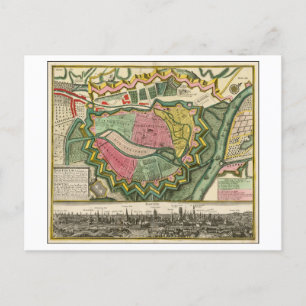 Carte antique 1730 de Gdansk, Pologne,