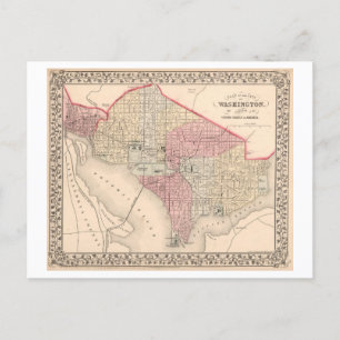Carte antique 1868 de Washington, DC