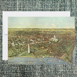 Carte antique avec une vue panoramique de Washingt