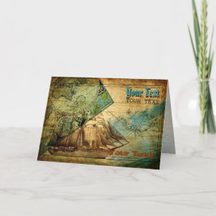 Carte antique - carte, saluant la note