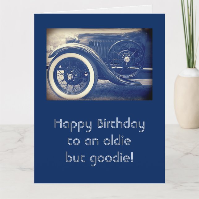 Carte Antique Classic Cars Blue Birthday Big Card (Devant)