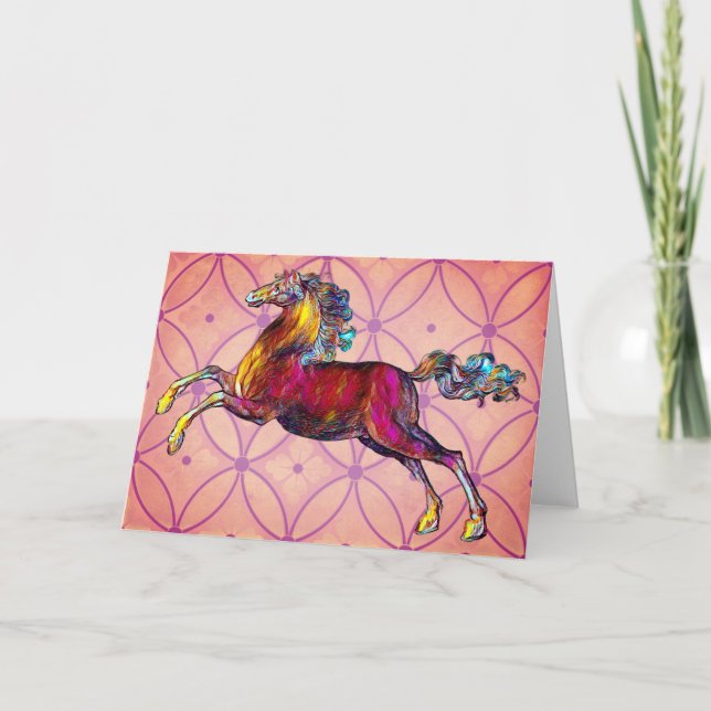 Carte Antique Colorée Illustrée Horse Note Card (Devant)