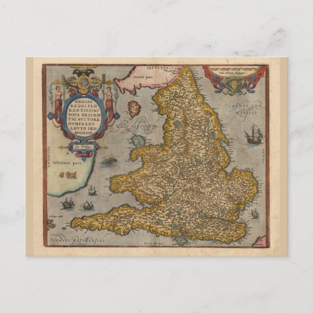 Carte antique d'Angleterre de 1573 (Devant)