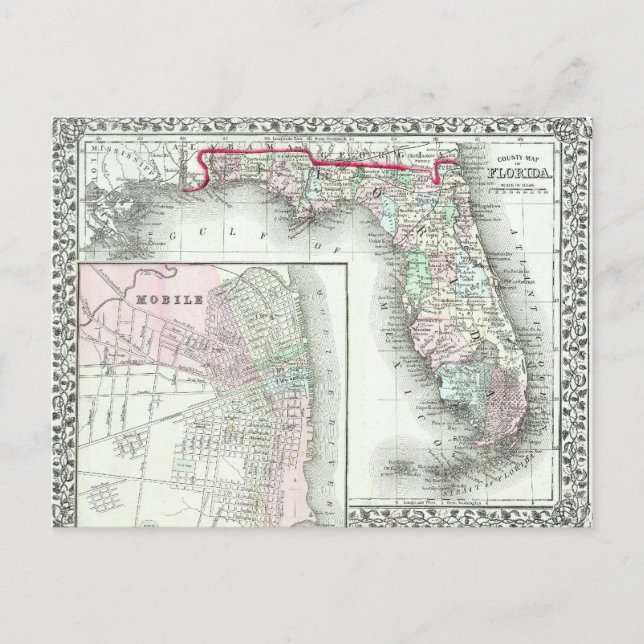 Carte antique de Floride & Mobile, Alabama (Devant)