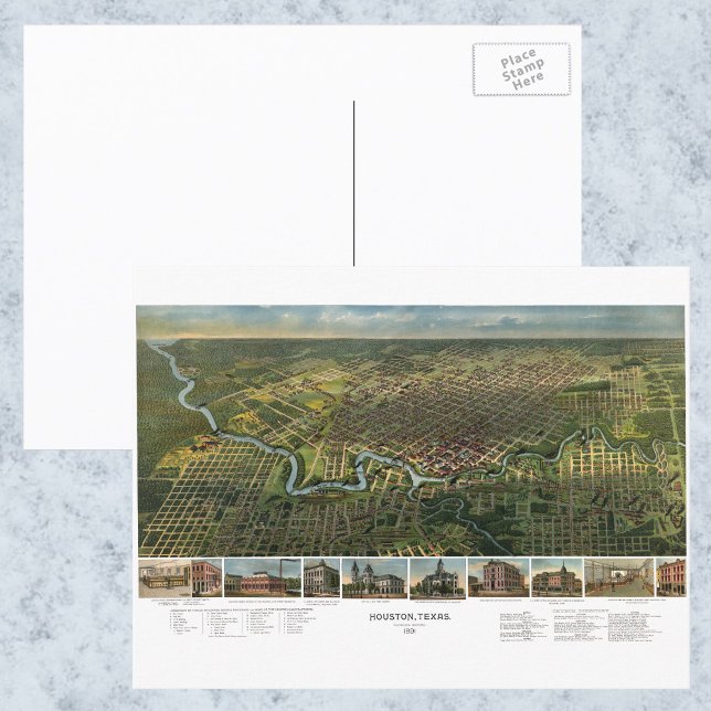 Carte antique de Houston, Texas avec la rivière Bu (Créateur téléchargé)