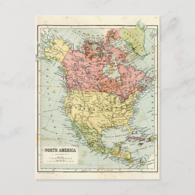 Carte antique de l'Amérique du Nord (Devant)