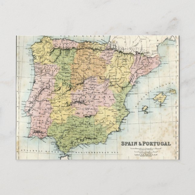 Carte antique de l'Espagne et du Portugal (Devant)