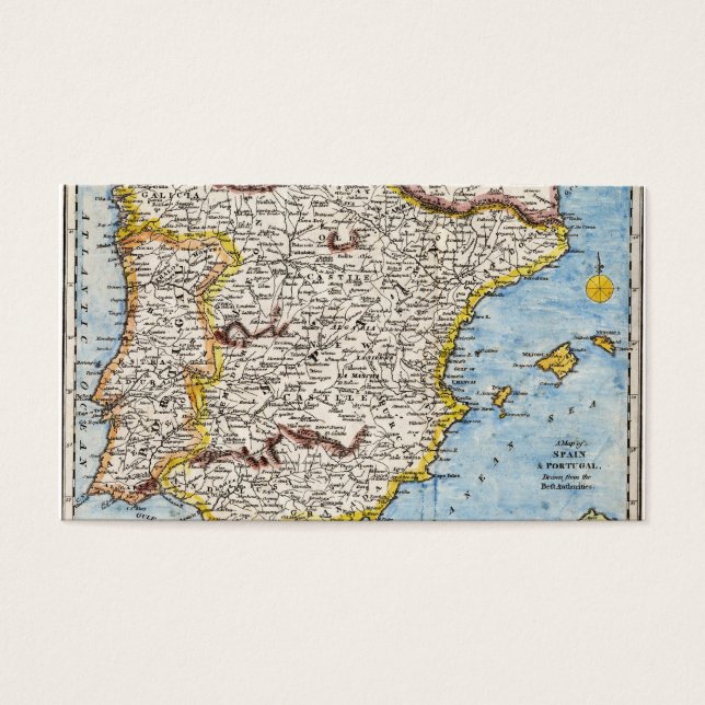 Carte antique de l'Espagne et du Portugal vers les (Devant)