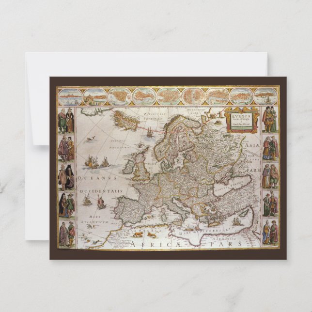 Carte antique de l'Europe par Willem Jansz Blaeu,  (Devant)