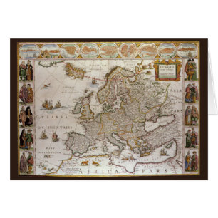 Carte antique de l'Europe par Willem Jansz Blaeu, 
