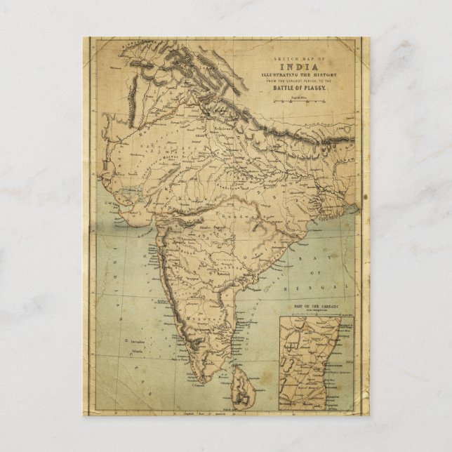 Carte antique de l'Inde au 19ème siècle (Devant)