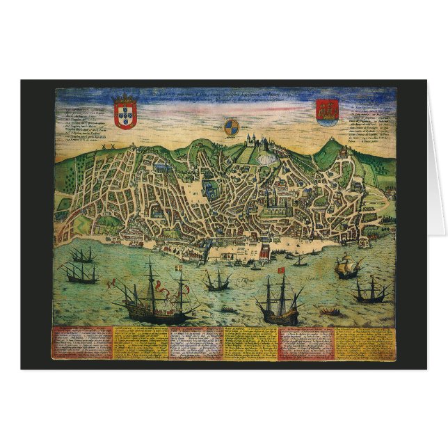 Carte antique de Lisbonne, Portugal par Braun/Hoge (Devant horizontal)