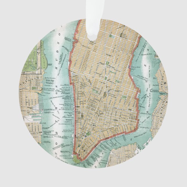 Carte antique de Lower Manhattan et de Central (devant)