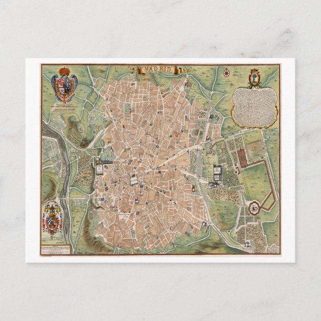 Carte antique de Madrid, Espagne (Devant)