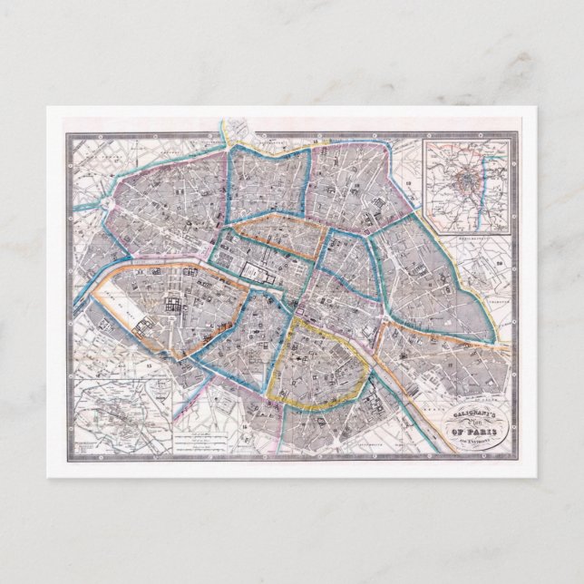 Carte antique de Paris (Devant)